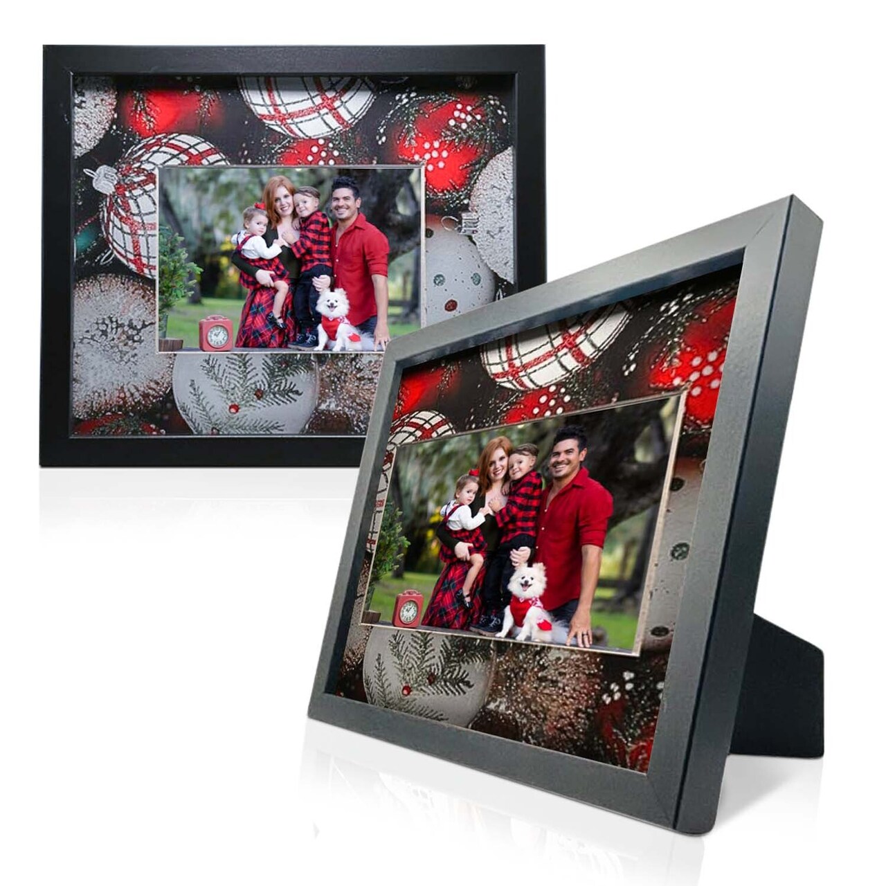 iFrame Commemorative Christmas & Pumpkin Holiday Picture Frames I Fits 5x7 Photograph I Real Wood Black Finish I Desktop, Table or Wall Mount I Made in USA